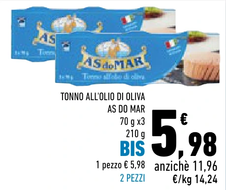 TONNO ALL'OLIO DI OLIVA AS DO MAR BIS 2 PEZZI