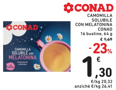 CAMOMILLA SOLUBILE CON MELATONINA CONAD