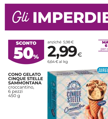 CONO GELATO CINQUE STELLE SAMMONTANA