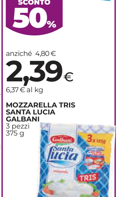 MOZZARELLA TRIS SANTA LUCIA GALBANI