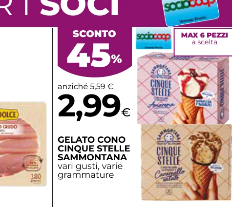 GELATO CONO CINQUE STELLE SAMMONTANA