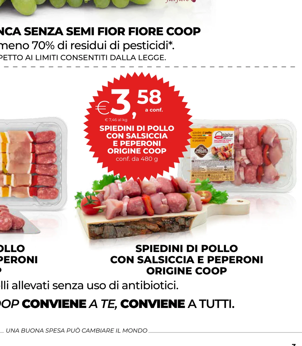 SPIEDINI DI POLLO CON SALSICCIA E PEPERONI ORIGINE COOP