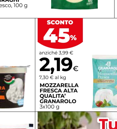 MOZZARELLA FRESCA ALTA QUALITA’ GRANAROLO