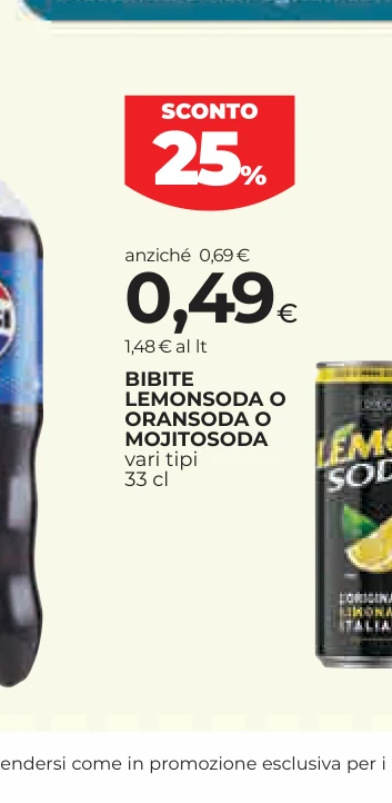 BIBITE LEMONSODA O ORANSODA O MOJITOSODA