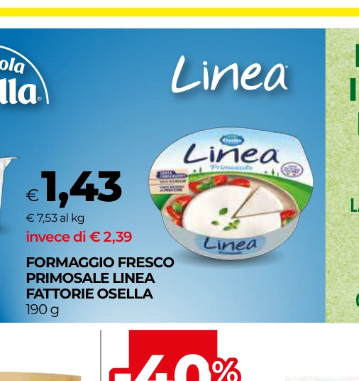 FORMAGGIO FRESCO PRIMOSALE LINEA FATTORIE OSELLA