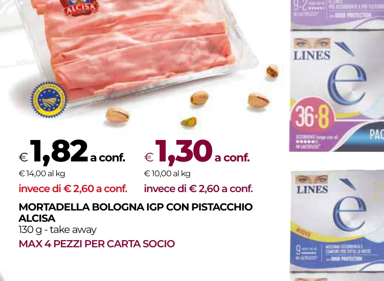 MORTADELLA BOLOGNA IGP CON PISTACCHIO ALCISA