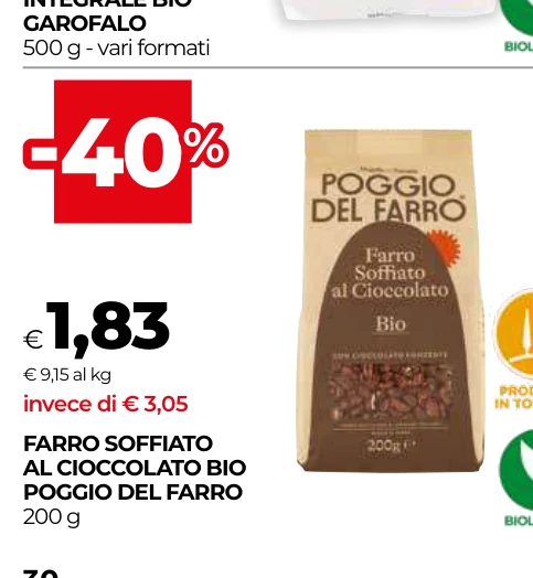 FARRO SOFFIATO AL CIOCCOLATO BIO POGGIO DEL FARRO