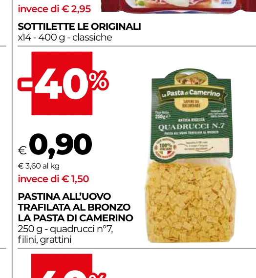 PASTINA ALL’UOVO TRAFILATA AL BRONZO LA PASTA DI CAMERINO