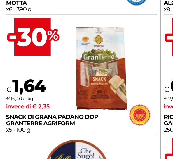 SNACK DI GRANA PADANO DOP GRANTERRE AGRIFORM