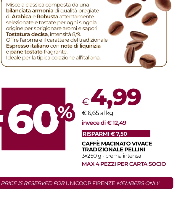 CAFFÈ MACINATO VIVACE TRADIZIONALE PELLINI