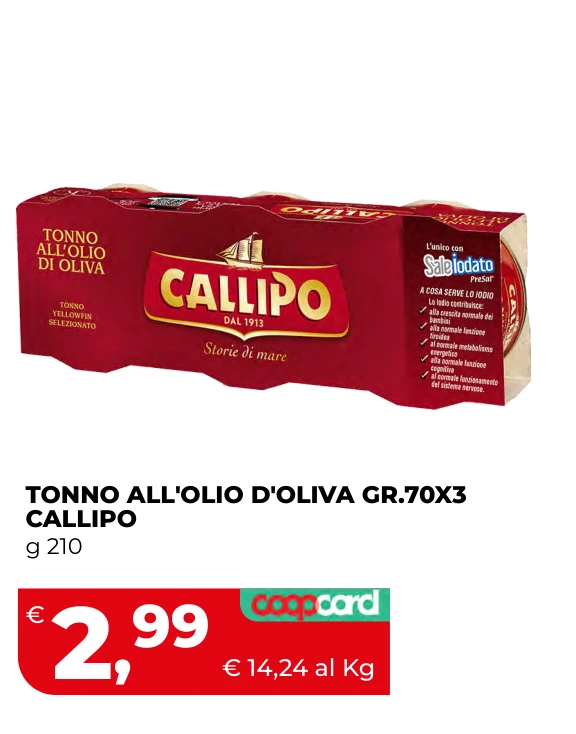 TONNO ALL'OLIO D'OLIVA GR.70X3 CALLIPO