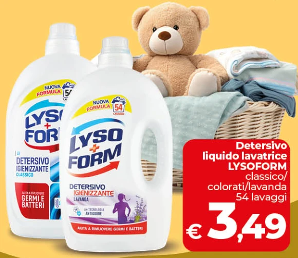 Detersivo lavatrice Lysoform classico/colorati/lavanda 54 lavaggi