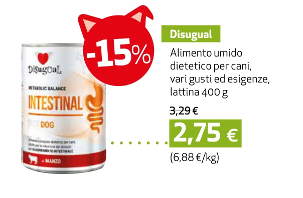 Disugual Alimento umido dietetico per cani, vari gusti ed esigenze, lattina 400 g