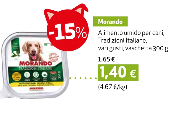 Morando Alimento umido per cani, Tradizioni Italiane, vari gusti, vaschetta 300 g
