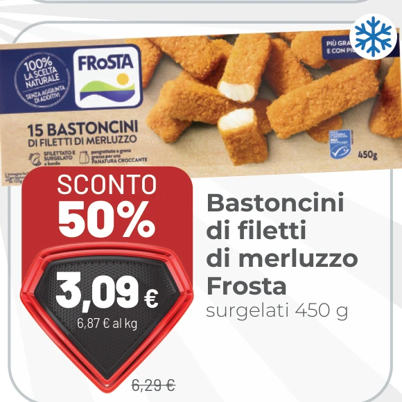 Bastoncini di filetti di merluzzo Frosta