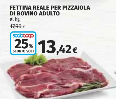 FETTINA REALE PER PIZZAIOLA DI BOVINO ADULTO AL KG