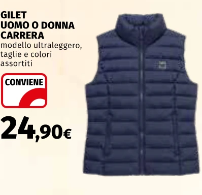 Gilet uomo o donna Carrera modello ultraleggero