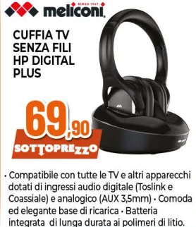 Meliconi cuffia TV senza fili HP Digital Plus
