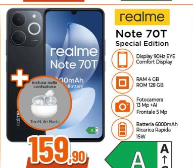 Realme Note 70T Special Edition con TechLife Buds