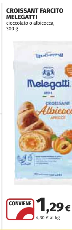 Melegatti croissant farcito, cioccolato o albicocca 300 g