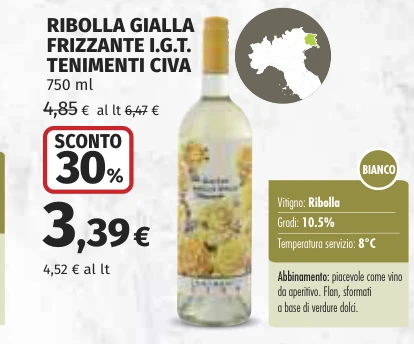 RIBOLLA GIALLA FRIZZANTE I.G.T. TENIMENTI CIVA