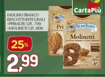 CartaPiu MUUINO BIANCO BISCOTT INTEGRAUI PRIMIZIE GR. 700 MOUINETI GR.800