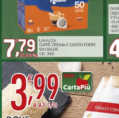 HULINOBIANCO Molinetti LAVAZZA CAFFECREMA EGUSTO FORTE 50CIALDE GR.350