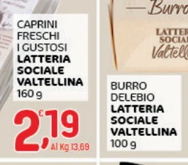 CAPRINI FRESCHI IGUSTOSI LATTERIA SOCIALE VALTELLINA