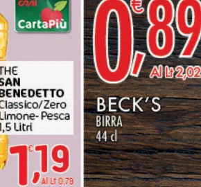 CartaPiu SAN BENEDETTO BECK'S Classico/Zero Limone-Pesca