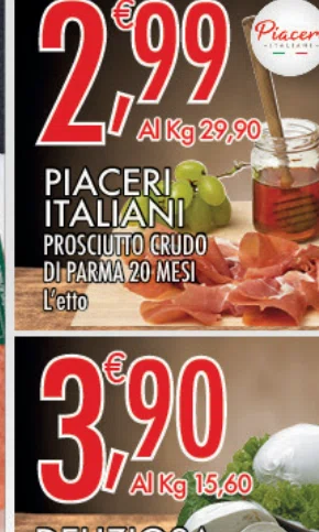 Piaceri A Kg2990 PIACER! ITALIANI PROSCIUTTO CRUDO DI PARMA 20 MESI