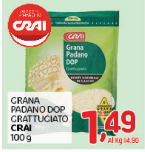 Crai Grana Padano DOP grattugiato, 100 g