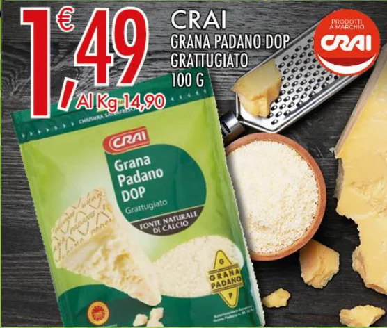 Crai Grana Padano DOP grattugiato 100 g