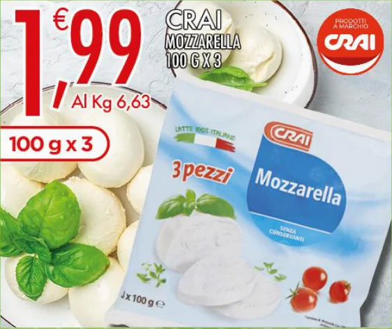 Crai Mozzarella 100 g x 3
