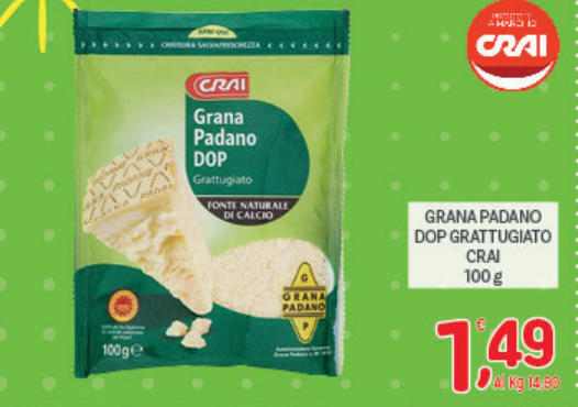 Crai Grana Padano DOP grattugiato, 100 g