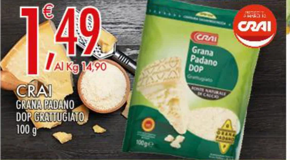 Crai Grana Padano DOP grattugiato 100 g