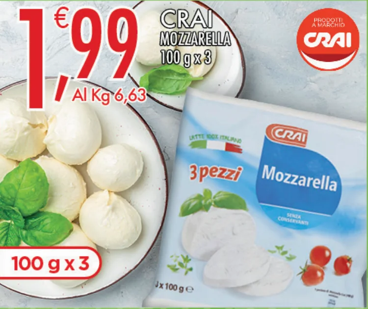 Crai Mozzarella, 100 g x 3
