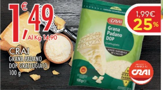 Crai Grana Padano DOP grattugiato 100 g