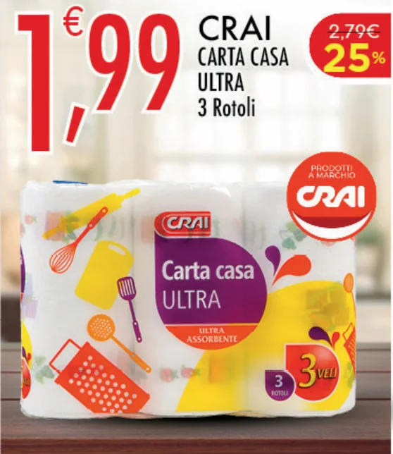 Crai Carta Casa Ultra, 3 rotoli