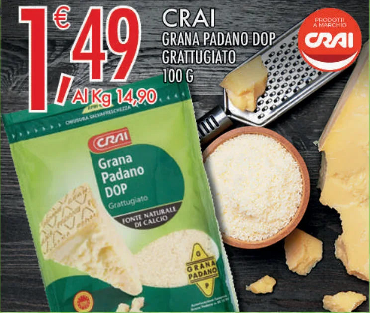 Crai Grana Padano DOP grattugiato 100 g
