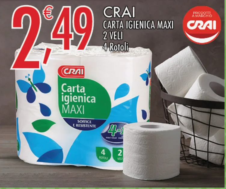 Crai Carta igienica maxi 2 veli 4 rotoli