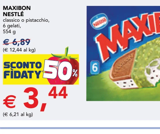 MAXIBON NESTLÉ classico o pistacchio, 6 gelati, 554 g