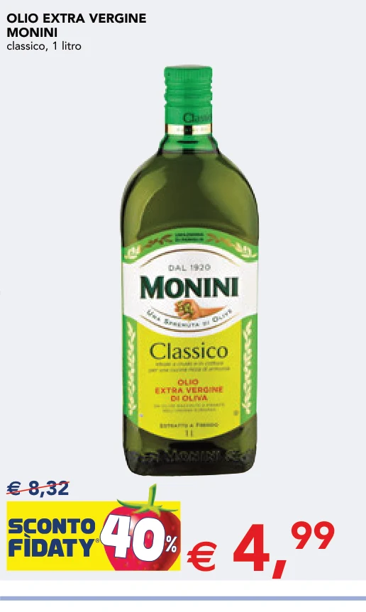 OLIO EXTRA VERGINE MONINI classico, 1 litro