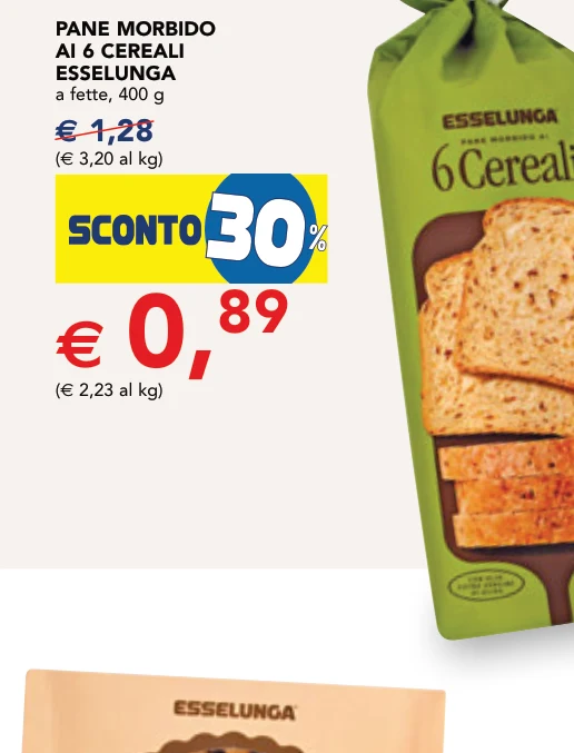 PANE MORBIDO AI 6 CEREALI ESSELUNGA a fette, 400 g