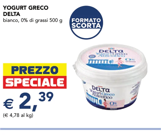 YOGURT GRECO DELTA bianco, 0% di grassi 500 g