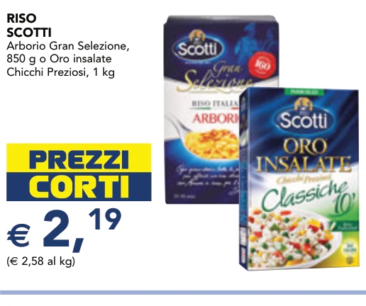 RISO SCOTTI Arborio Gran Selezione, 850 g o Oro insalate Chicchi Preziosi, 1 kg