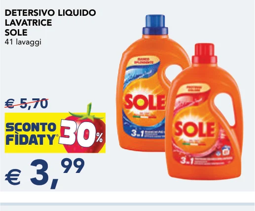 DETERSIVO LIQUIDO LAVATRICE SOLE 41 lavaggi