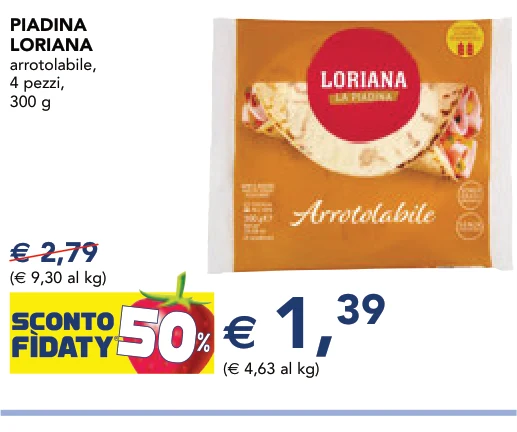 PIADINA LORIANA arrotolabile, 4 pezzi, 300 g