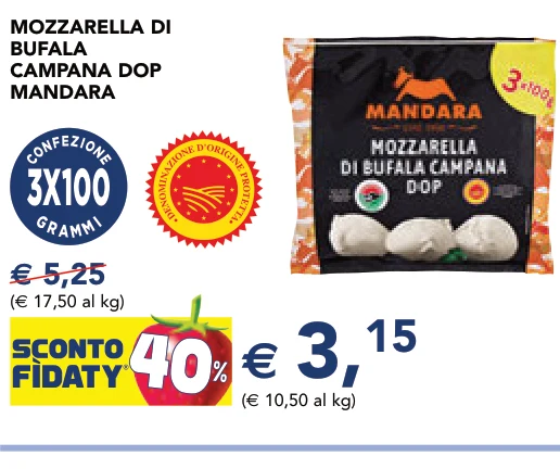 MOZZARELLA DI BUFALA CAMPANA DOP MANDARA 3X100 g