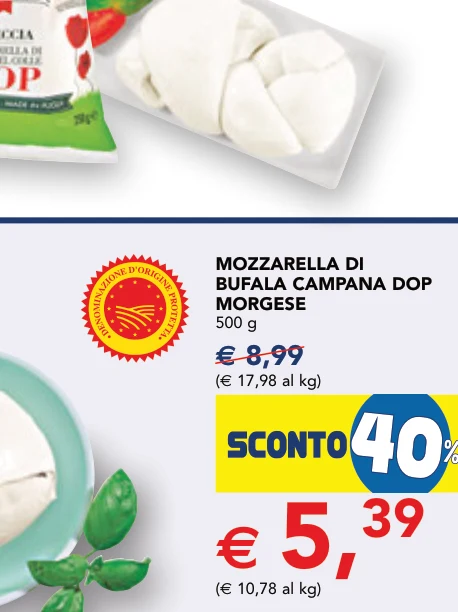 MOZZARELLA DI BUFALA CAMPANA DOP MORGESE 500 g