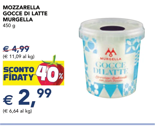 MOZZARELLA GOCCE DI LATTE MURGELLA 450 g